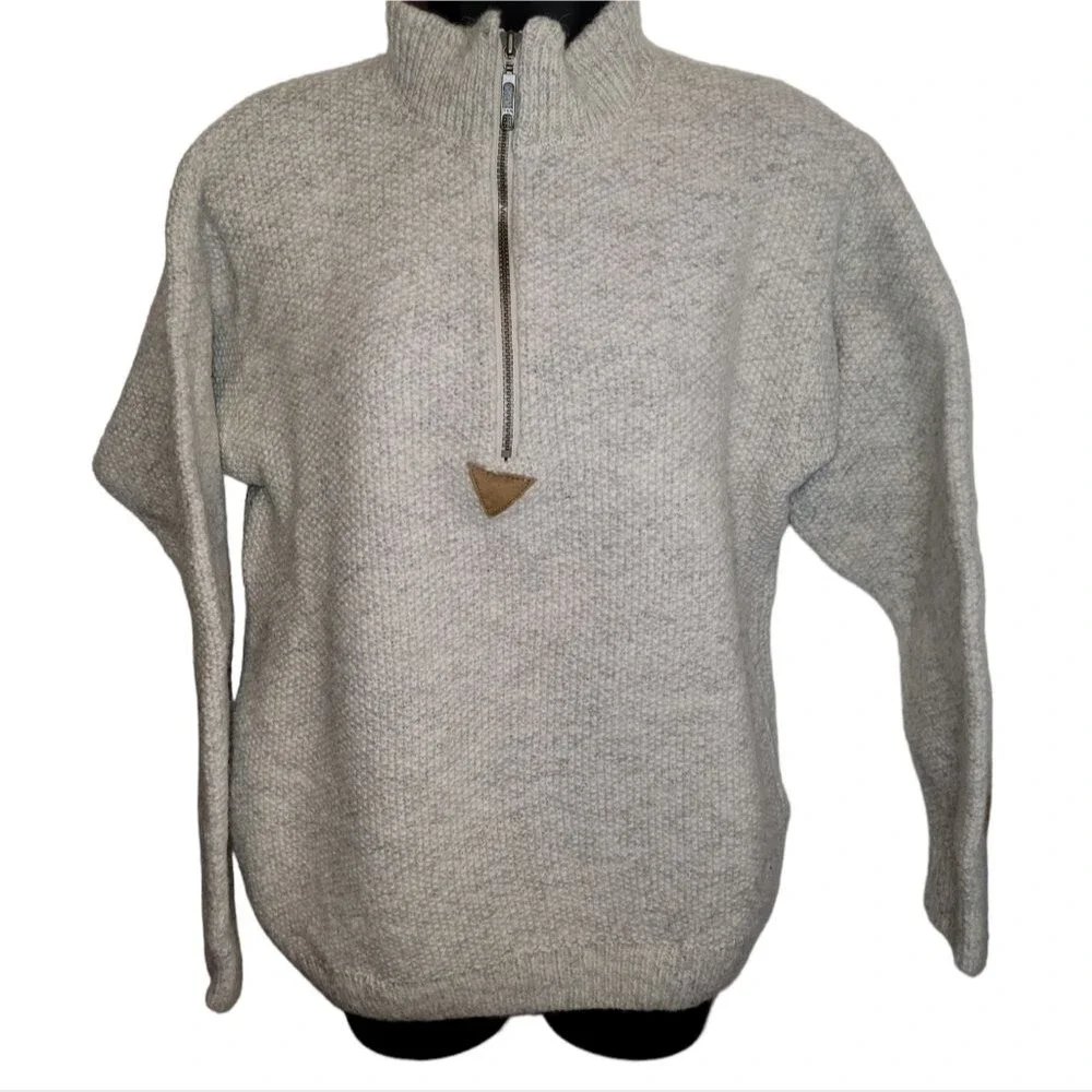 Early Winters Men's mock neck quarter zip wool pullover sweater Medium